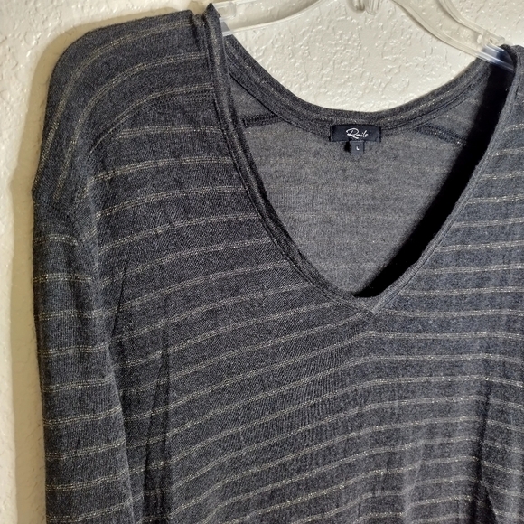 Rails sami charcoal bronze striped v neck lightweight sweater sz L - Picture 3 of 8